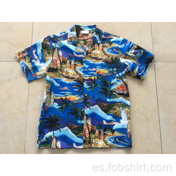 Rebajas de camisa de Hawaii con estampado de algodón